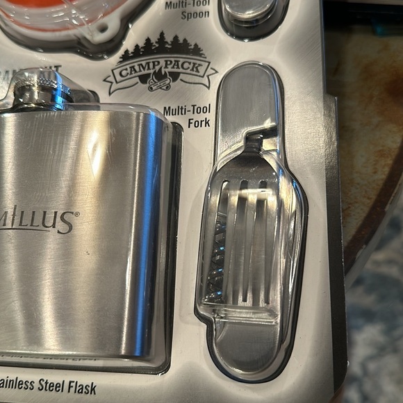 COPY - Camp kit folding cup stainless steel flask multi-tool fork & spoon travel - Picture 6 of 9